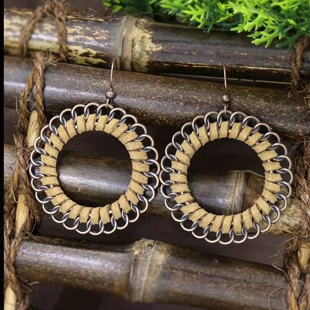 Boho Floral Hoop Dangle Earrings